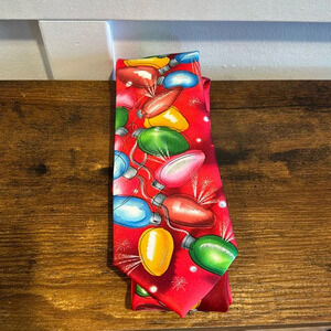 Mens Garcia abstract collection 64 Christmas/Holiday tie pinecone lights red